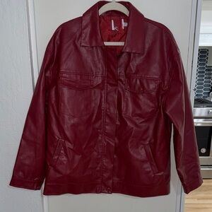 Princess Polly Callie Faux Leather Jacket in Burgundy | 6